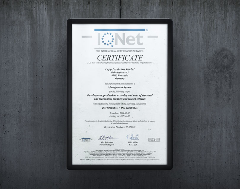 The international Certification Network von LAPP Insulators
